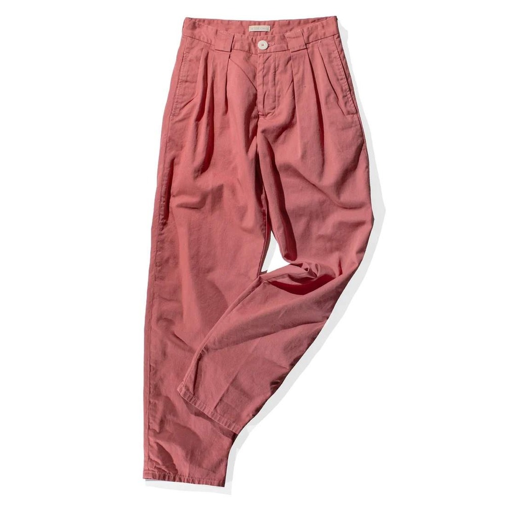 Jesse Kamm Pink Pleated Cotton Trousers
